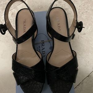 Prada Croc platform sandal size 9.5 black